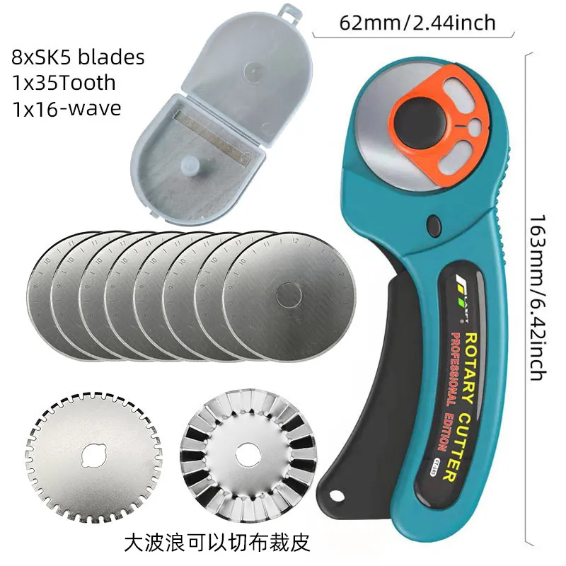 FT-145 Rotary Cutter 45mm with Auto-Lock – Professional Carpet Knife & Fabric Cutting Tool for Leather, Cloth, Paper, DIY Crafts & Sewing Projects